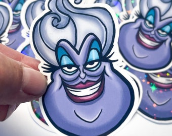 Ursula Waterproof Waterbottle Sticker! Disney Villain Ursula the Sea witch from the little Mermaid.