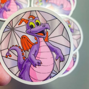 Figment the Dragon, Disney Epcot spark of imagination -handdrawn art Waterproof Sticker for laptops, Water bottles, And Fun!