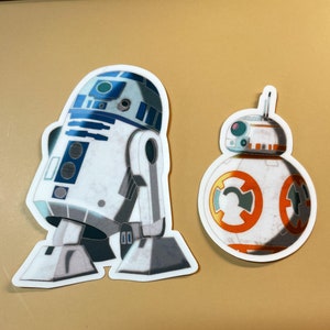 Droids R2D2 and BB8 Starwars fan art -hand drawn art, Waterproof Sticker for laptops, Water bottles, high quality vinyl