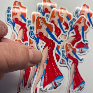 Jessica Rabbit Sticker, weather proof,  water resistant for laptops, Water bottles, and fun! Pin up style Roger Rabbit