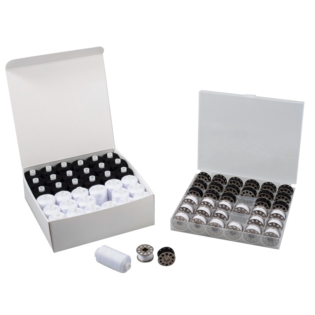 Thread and Bobbin Set – Black & White, 72 Pieces - Etsy