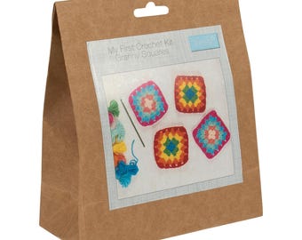 Crochet Kit: My First, Granny Squares, Bright Colours
