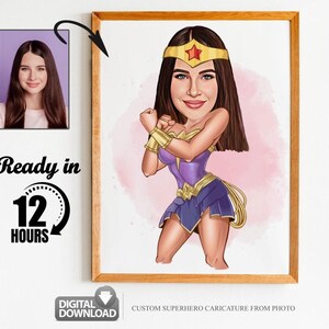 Benutzerdefinierte Super Mom Cartoon Porträt, Mama Karikatur, Geschenk für Mama, Mutter Cartoon, Karikatur vom Foto, Muttertagsgeschenk