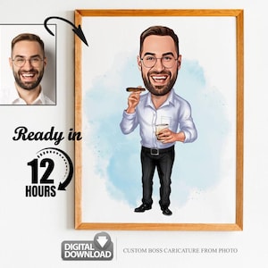 Custom Boss Caricature from Photo, Boss Gift for Men, Boss Cartoon, Funny Boss Caricature, Boss Caricature, Gift for Boss, Boss Digital Gift