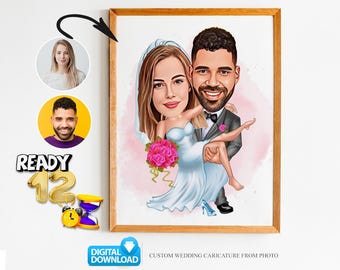 Hochzeitskarikatur für Paar, Hochzeitskarikatur, Geschenk für Paar, Hochzeitskarikatur vom Foto, Hochzeitskarikatur Portrait, Hochzeitsportrait