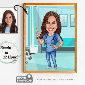 Benutzerdefinierte Krankenschwester Cartoon Portrait, Krankenschwester Porträt, Geschenk für Krankenschwester, Benutzerdefinierte Cartoon, Krankenschwester Karikatur vom Foto, medizinische Karikatur, Krankenschwester Art