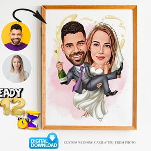 Wedding Caricature for Couple, Wedding Cartoon, Gift for Couple, Wedding Caricature from Photo, Wedding Cartoon Portrait, Wedding Portrait