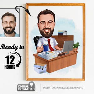 Custom Boss Caricature from Photo, Boss Gift for Men, Boss Cartoon, Funny Boss Caricature, Boss Caricature, Gift for Boss, Boss Digital Gift
