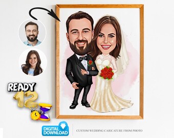 Benutzerdefiniertes Paar Cartoon Portrait, Paar Porträt, Paar Geschenk, Paar Karikatur, Familienporträt, Benutzerdefinierte Karikatur, Jubiläumsgeschenk