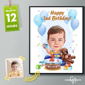Personalized Caricature Of Baby Boy/Girl From A Photo, Custom Baby Girl Caricature, Birthday Gift, Caricature Gift, Kids Birthday Caricature