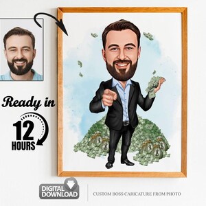 Caricatura de chefe personalizada a partir de foto, presente de chefe para homens, desenho animado de chefe, caricatura engraçada de chefe, caricatura de chefe, presente para chefe, presente digital de chefe