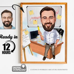 Retrato personalizado de un compañero de trabajo, caricatura de compañero de trabajo, regalo para compañero de trabajo, caricatura de compañero de trabajo, regalo para compañero de trabajo, caricatura de foto