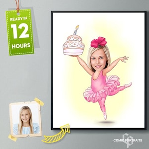 Personalized Caricature Of Boy/Girl From A Photo, Custom Baby Girl Caricature, Birthday Gift, Caricature Gift, Kids Birthday Caricature