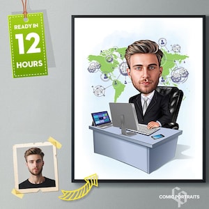 Custom Boss Caricature from Photo, Boss Gift for Men, Boss Cartoon, Funny Boss Caricature, Boss Caricature, Gift for Boss, Boss Digital Gift