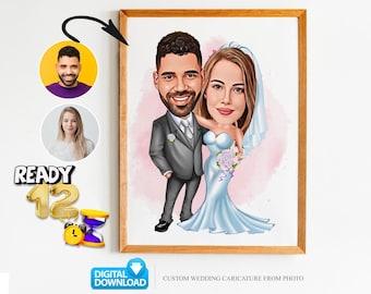 Hochzeitskarikatur für Paar, Hochzeitskarikatur, Geschenk für Paar, Hochzeitskarikatur vom Foto, Hochzeitskarikatur Portrait, Hochzeitsportrait