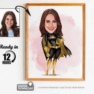 Benutzerdefinierte Super Mom Cartoon Porträt, Mama Karikatur, Geschenk für Mama, Mutter Cartoon, Karikatur vom Foto, Muttertagsgeschenk