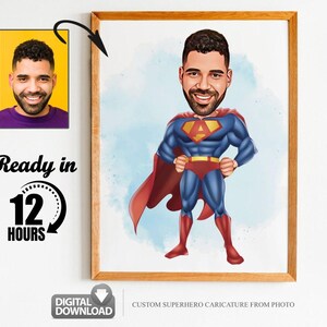 Benutzerdefinierte Cartoon-Superheld-Porträt, Superheld-Porträt, Geschenk für Papa, Benutzerdefinierte Karikatur, Superheld-Karikatur, Karikatur vom Foto, Superheld