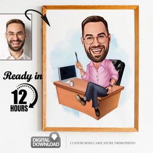 Custom Boss Caricature from Photo, Boss Gift for Men, Boss Cartoon, Funny Boss Caricature, Boss Caricature, Gift for Boss, Boss Digital Gift