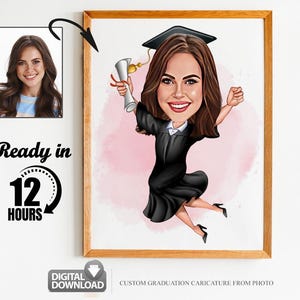 Custom Graduation Cartoon Portrait, Graduation Portrait, Graduation Gift, Graduation Cartoon, Graduation Caricature, Caricature from Photo