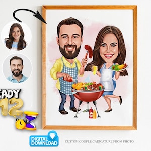 Custom Couple Cartoon Portrait, Couple Portrait, Couple Gift, Couple Caricature, Family Portrait, Custom Caricature, Anniversary Gift