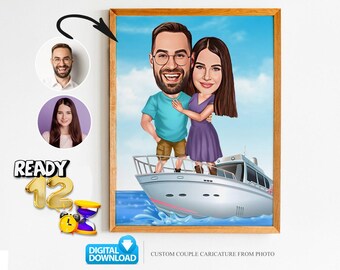 Benutzerdefiniertes Paar Cartoon Portrait, Paar Porträt, Paar Geschenk, Paar Karikatur, Familienporträt, Benutzerdefinierte Karikatur, Jubiläumsgeschenk
