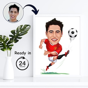 custom football caricature art | football player gift | soccer gifts for girls | coach gifts soccer | custom caricature