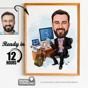 Custom Boss Caricature from Photo, Boss Gift for Men, Boss Cartoon, Funny Boss Caricature, Boss Caricature, Gift for Boss, Boss Digital Gift
