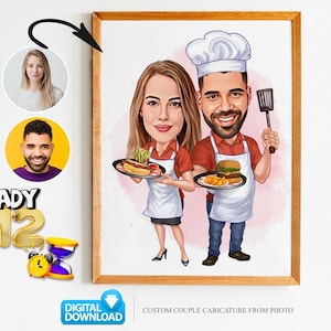 Custom Couple Cartoon Portrait, Couple Portrait, Couple Gift, Couple Caricature, Family Portrait, Custom Caricature, Anniversary Gift