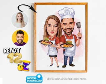 Benutzerdefiniertes Paar Cartoon Portrait, Paar Porträt, Paar Geschenk, Paar Karikatur, Familienporträt, Benutzerdefinierte Karikatur, Jubiläumsgeschenk
