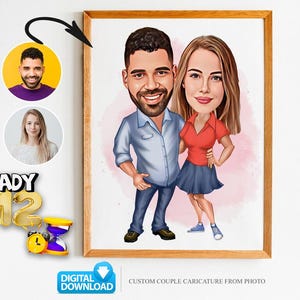 Custom Couple Cartoon Portrait, Couple Portrait, Couple Gift, Couple Caricature, Family Portrait, Custom Caricature, Anniversary Gift