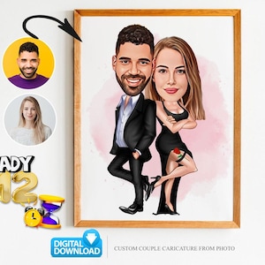 Custom Couple Cartoon Portrait, Couple Portrait, Couple Gift, Couple Caricature, Family Portrait, Custom Caricature, Anniversary Gift