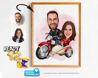 Benutzerdefiniertes Paar Cartoon Portrait, Paar Porträt, Paar Geschenk, Paar Karikatur, Familienporträt, Benutzerdefinierte Karikatur, Jubiläumsgeschenk