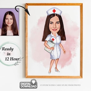Custom Nurse Cartoon Portrait, Nurse Portrait, Gift for Nurse, Custom Cartoon, Nurse Caricature from Photo, Medical Caricature, Nurse Art