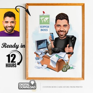 Custom Boss Caricature from Photo, Boss Gift for Men, Boss Cartoon, Funny Boss Caricature, Boss Caricature, Gift for Boss, Boss Digital Gift
