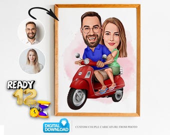 Benutzerdefiniertes Paar Cartoon Portrait, Paar Porträt, Paar Geschenk, Paar Karikatur, Familienporträt, Benutzerdefinierte Karikatur, Jubiläumsgeschenk