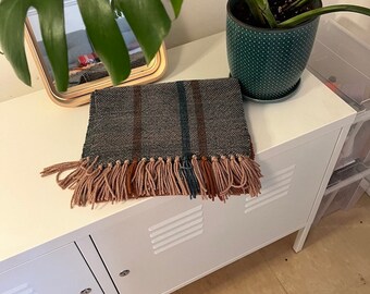 Handwoven Striped Merino Scarf with Fringe
