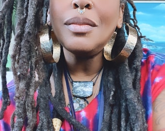 The Auntee NuGold Hammered Statement Hoop