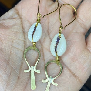 Breath of Life| Cowrie Shell & Brass Earrings