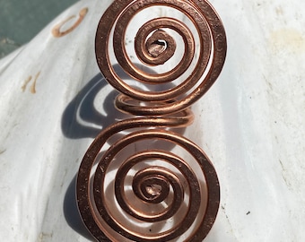 BIG Hand Wrought Copper Spiral Ring