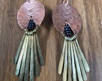 Pendientes de latón con cobre y hematita