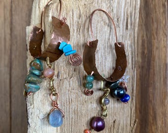 Multi Mineral Chakra Boho Earrings