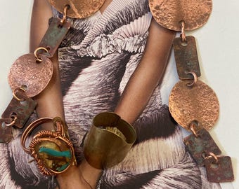 Upcycled Hammered Copper Shoulder Duster Earrings