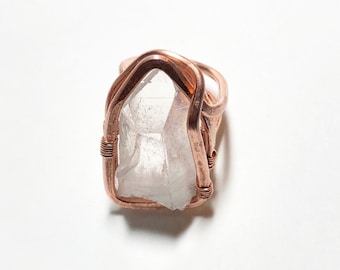 Made to Order Quartz Crystal Shard Thick Gauge Copper Ring