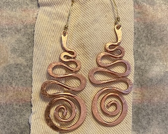 Wave Spiral Copper Earrings