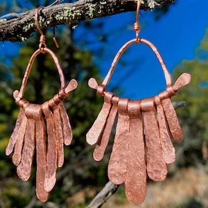 Hand Forged and Hammered Copper Earrings