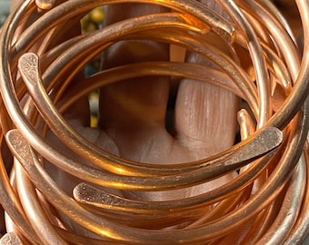 Set of 5 Solid Thick Copper Textured Wrist Bangles