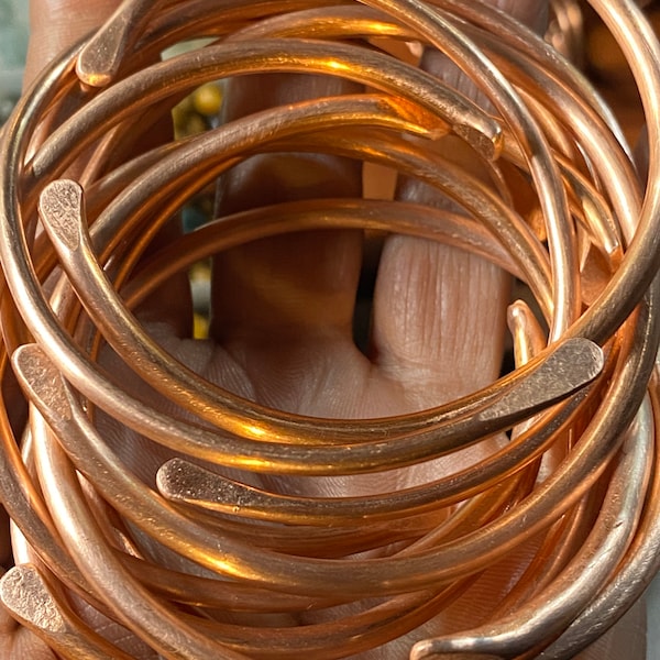 Set of 5 Solid Copper  Textured Wrist Bangles