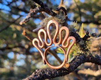 Vertical Wave Hand Wrought Copper Ring