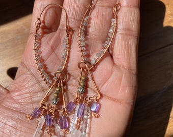 Multi Mineral Ethereal Copper Earrings