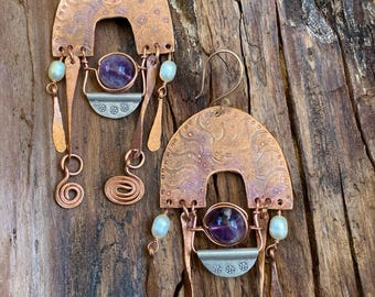 Pendientes Super Seven y de plata cobriza
